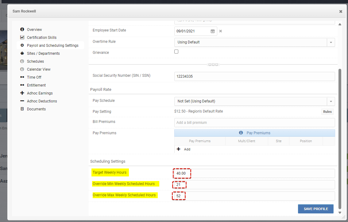 HR Profile: Scheduling Settings – TrackTik Help Center