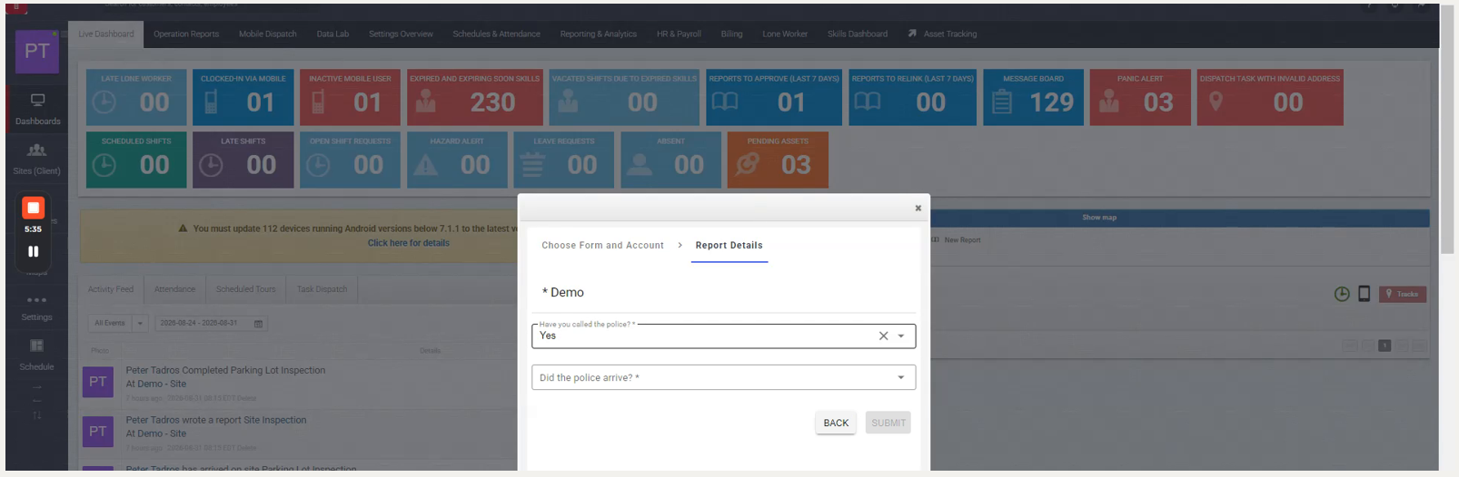 Creation of a Report from the Portal