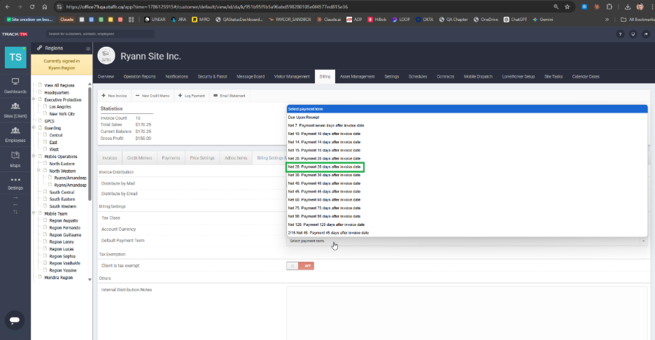 Default Payment Term under Billing Settings & Preferences