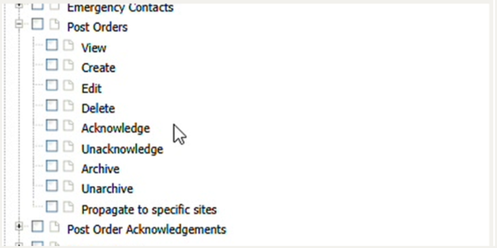 Propagate to specific sites permission