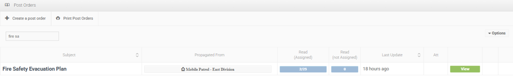 Site → Operation Reports → Post Orders → Propagated From